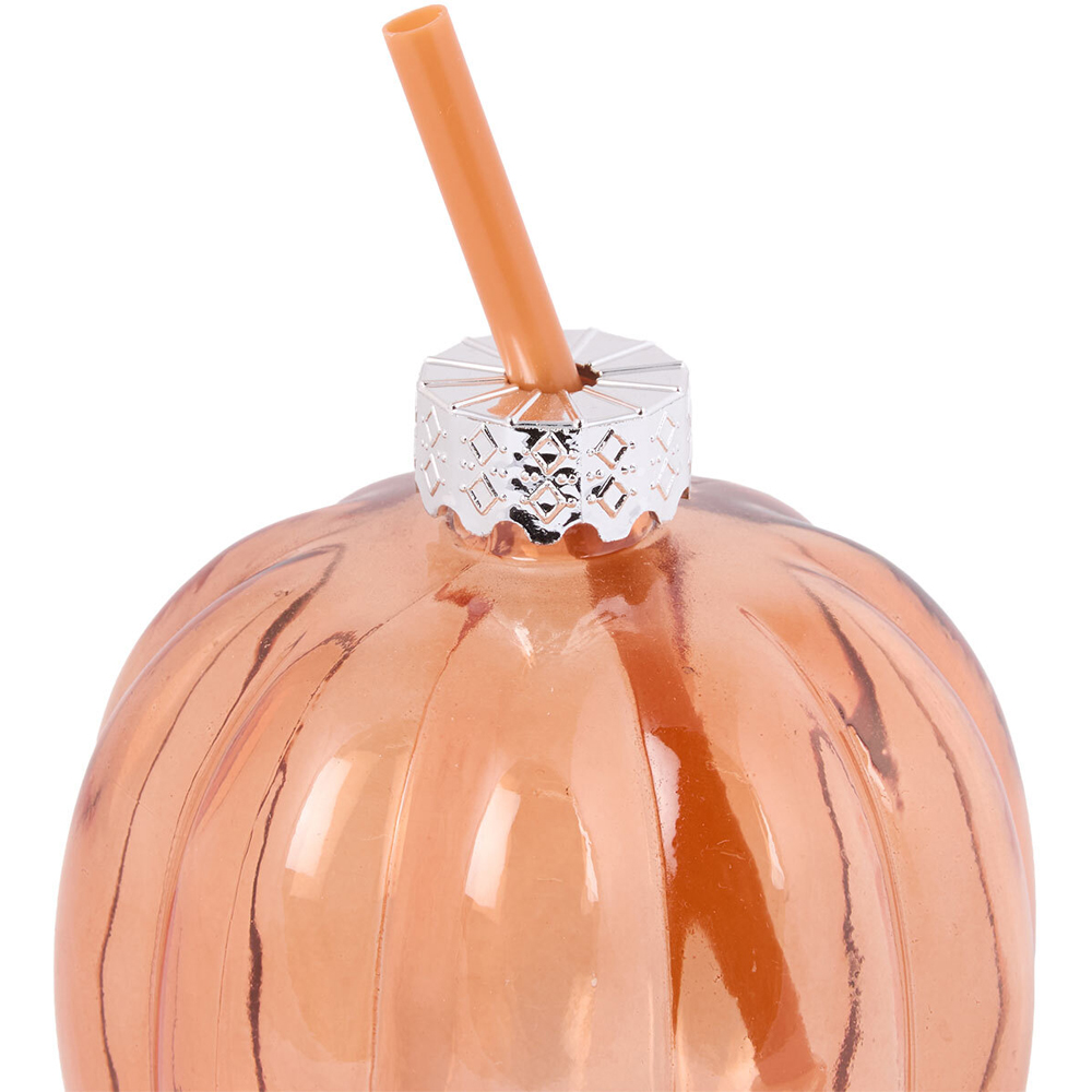 Pumpkin Drinking Jar with Lid and Straw Image 3