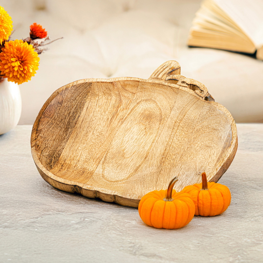 Garden Mile Wooden Large Pumpkin Tray Image 3