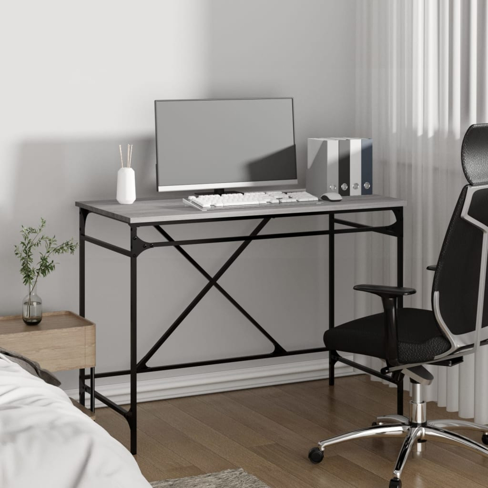 vidaXL Industrial Style Computer Desk Grey Sonoma Image 7