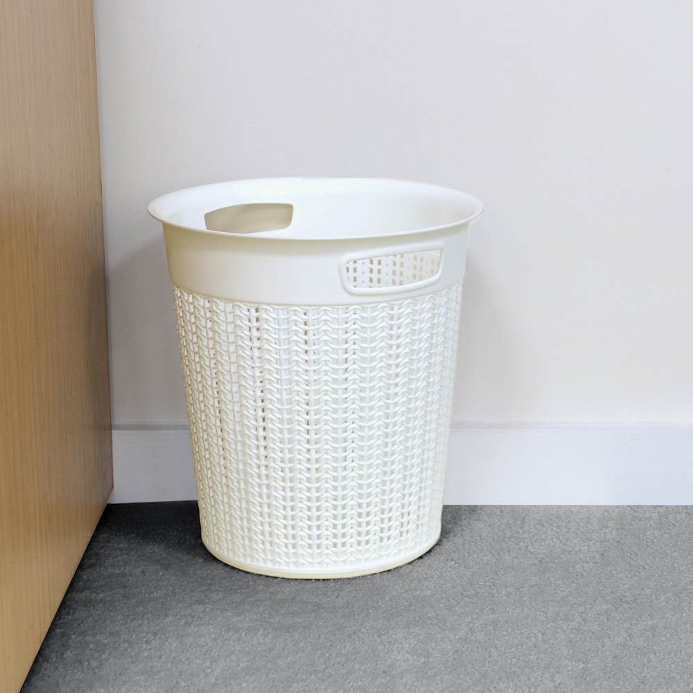 JVL Ivory White Round Plastic Bin and Loop Toilet Brush Set Image 3