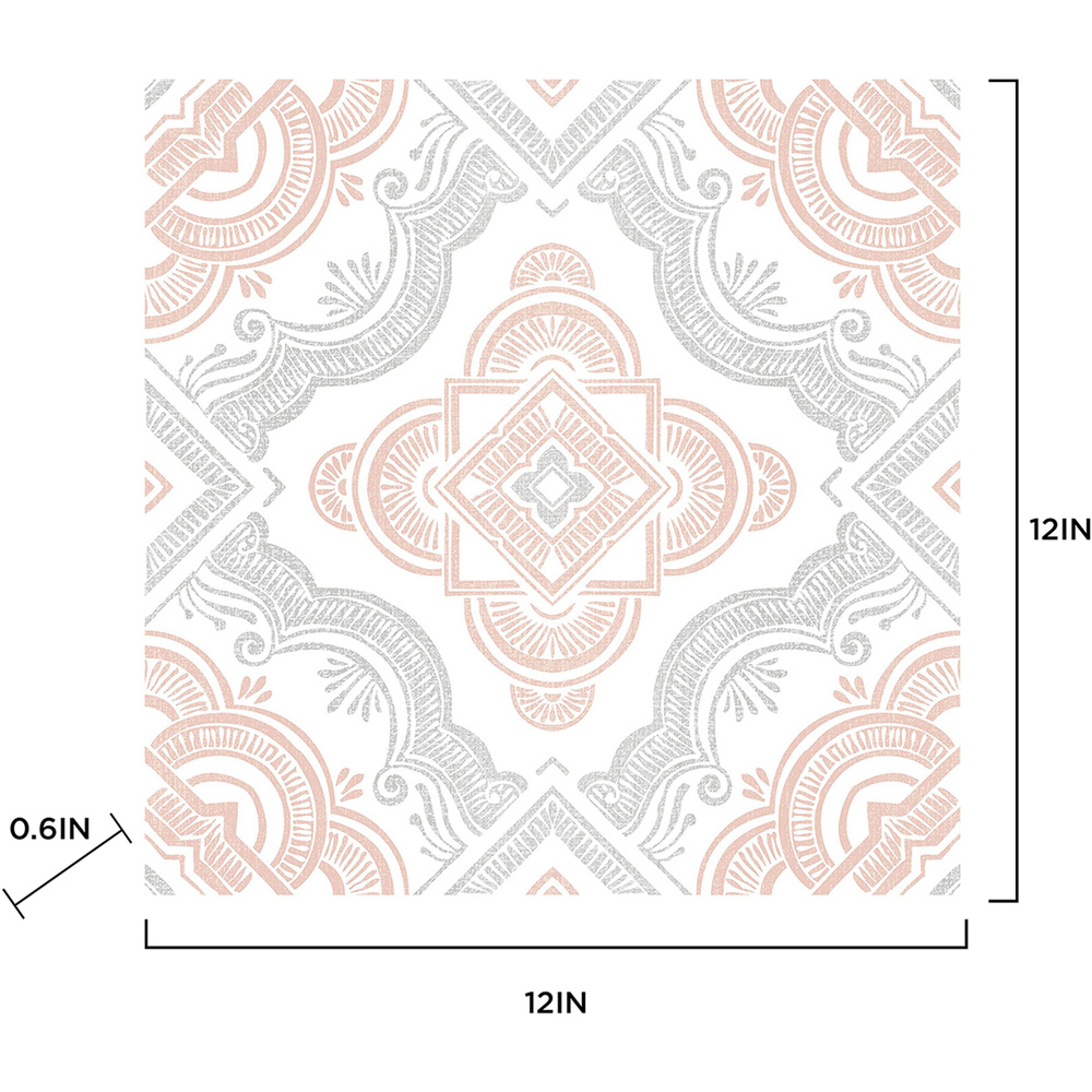 Floorpops Cecilia Light Grey and Red Peel and Stick Floor Tile 30.48 x 30.48cm 10 Pack Image 8