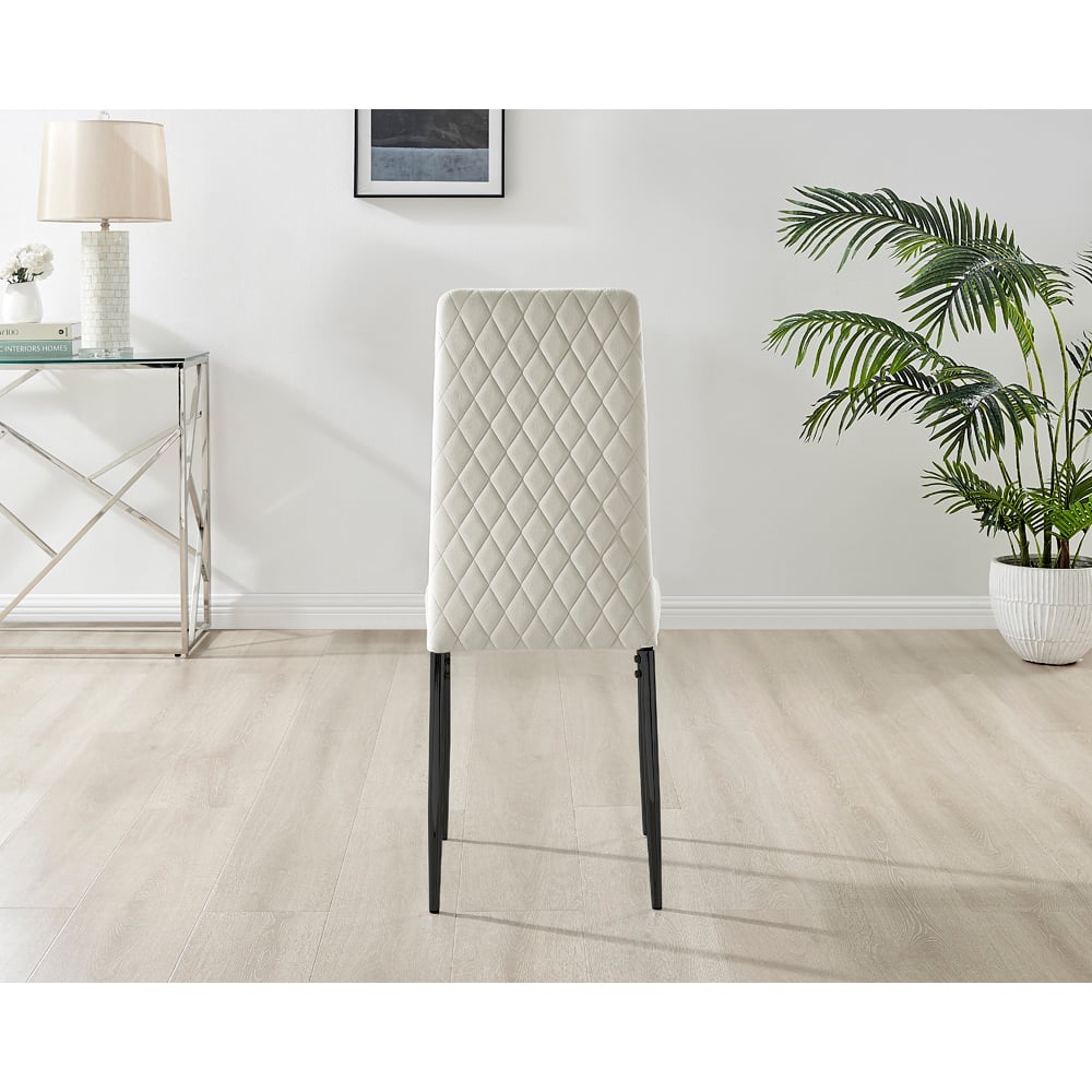 Furniturebox Copeland Valera Marble Effect 4 Seater Dining Set White Cream and Black Image 8