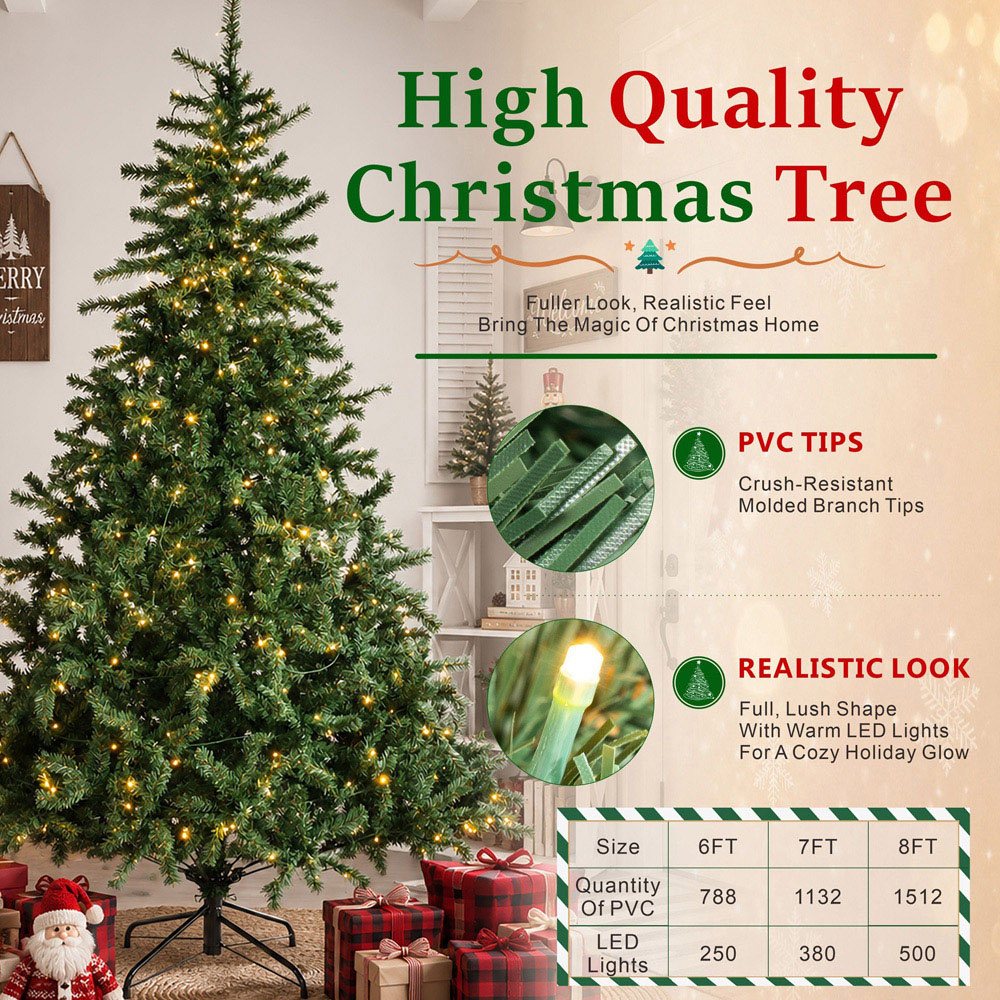 Abrihome 500 Warm White LED Pre-Lit Multi-Function Artificial Christmas Tree with 1512 Tips 8ft Image 8