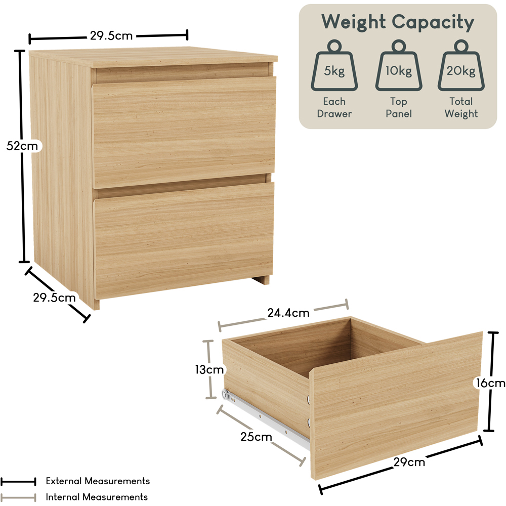 VIDA DESIGNS Denver 2 Drawer Pine Bedside Table Image 9