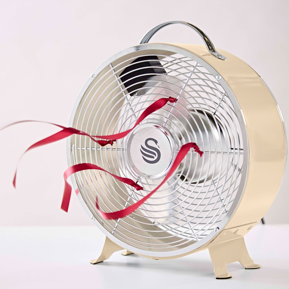 Swan Retro Cream Clock Fan 8 inch Image 2