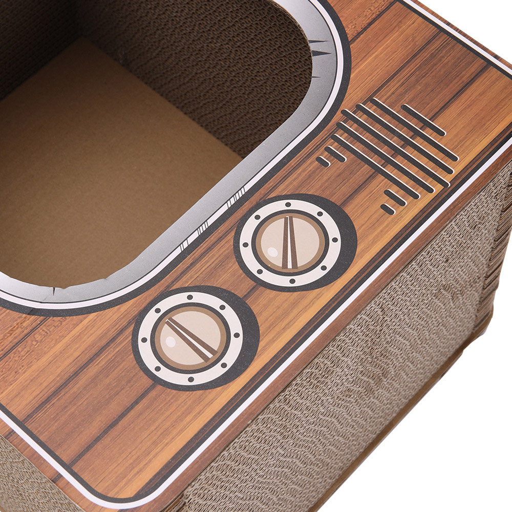 H&O Direct Corrugated TV Shaped Cat Scratcher with Bed Image 3