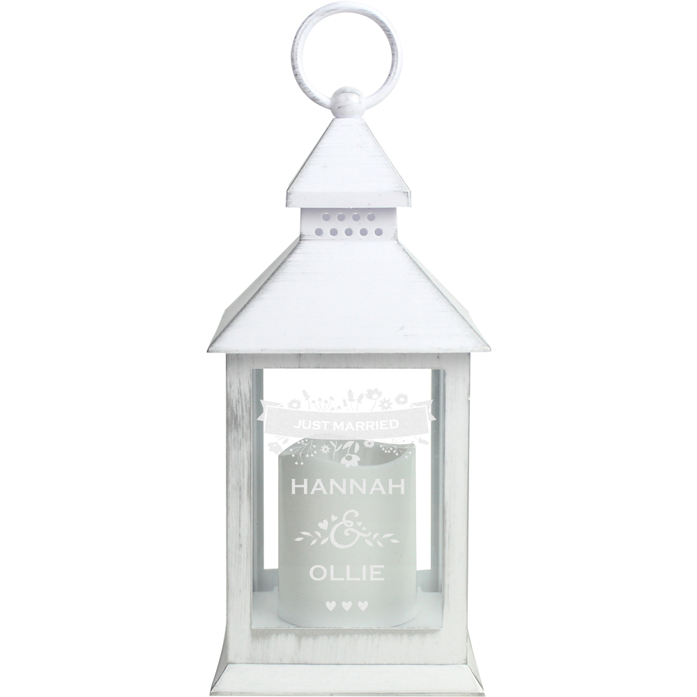 Personalised Memento Personalised White Couples Special Date Lantern Image 1