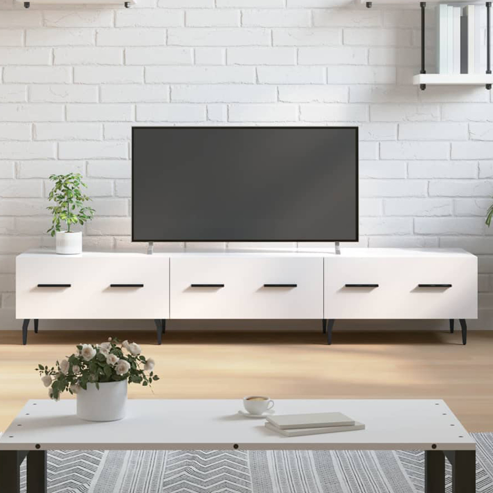 vidaXL 3 Drawer White TV Cabinet Image 1