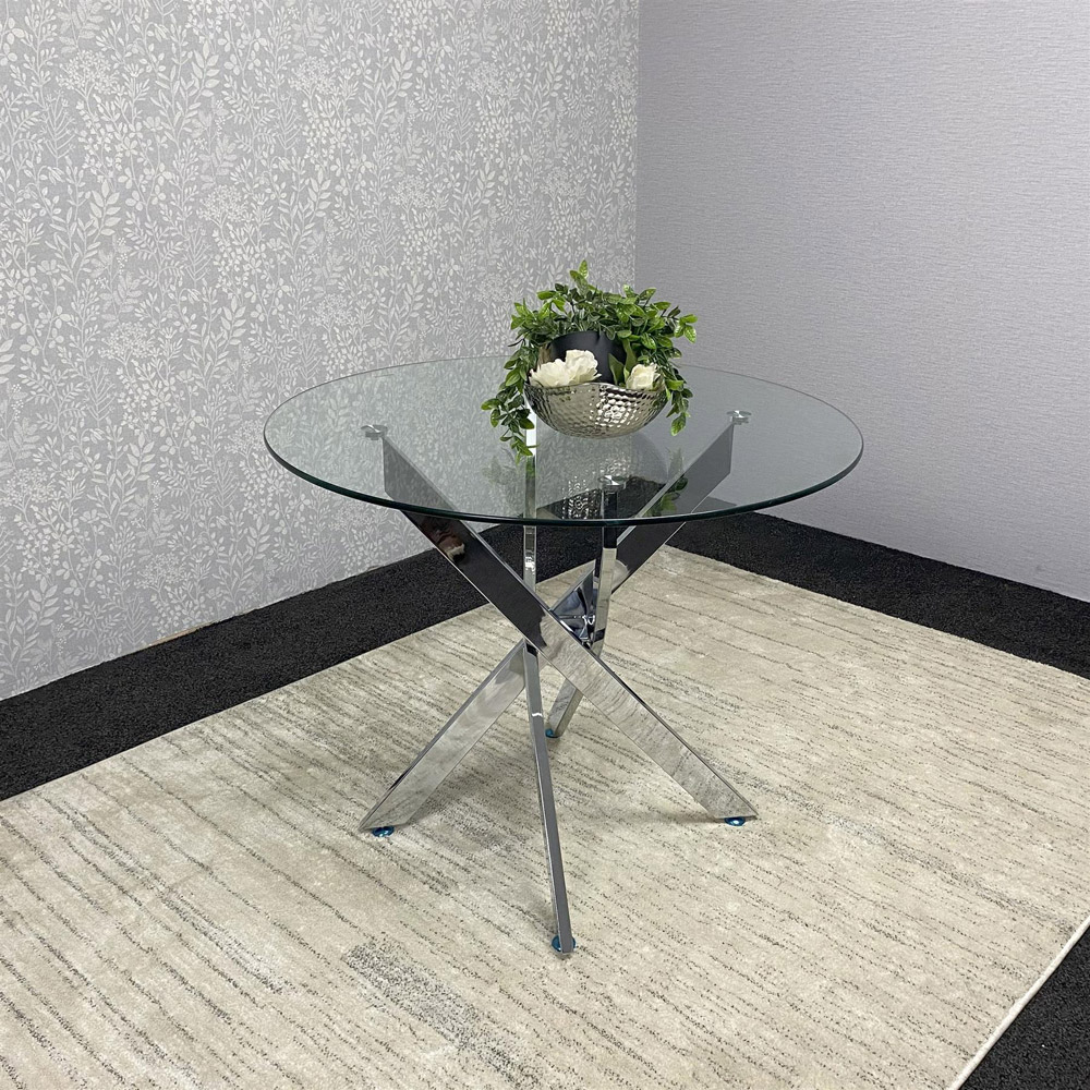 Kosy Koala Glass Round Dining Table with Chrome Legs Image 2