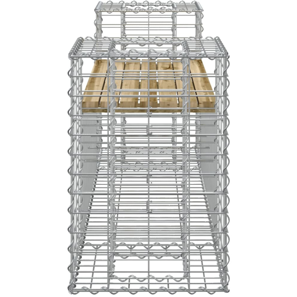Walplus Impregnated Pine Wood and Galvanised Steel Gabion Design Garden Bench 60.5 x 183 x 41cm Image 4