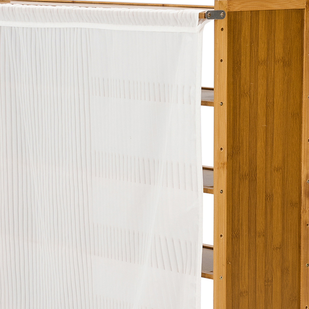 Living and Home 9 Shelf Natural Bamboo Shoe Rack with Dust Cover Image 4