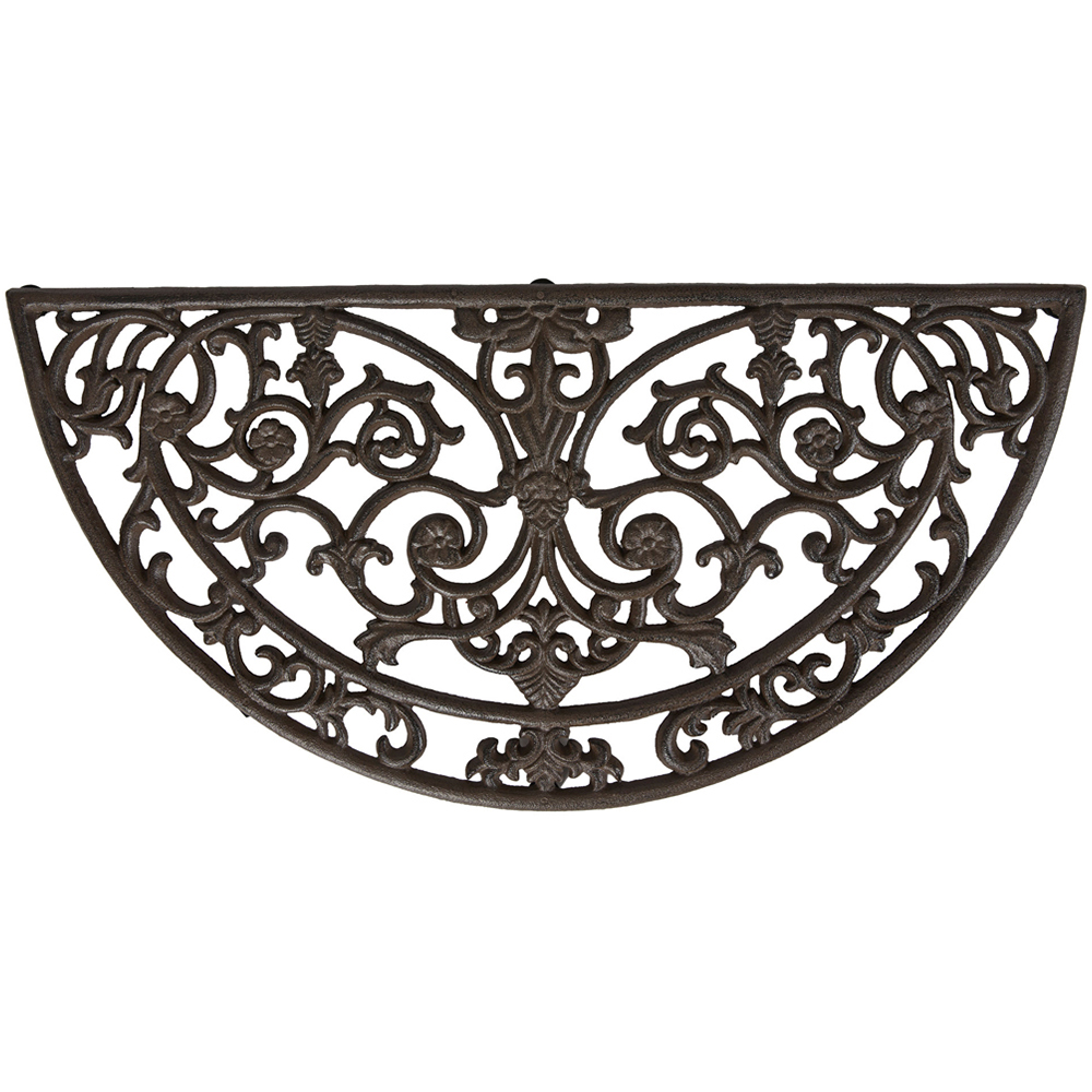 Dibor Antique Brown Cast Iron Crescent Door Mat 66.5 x 33.5cm Image 1