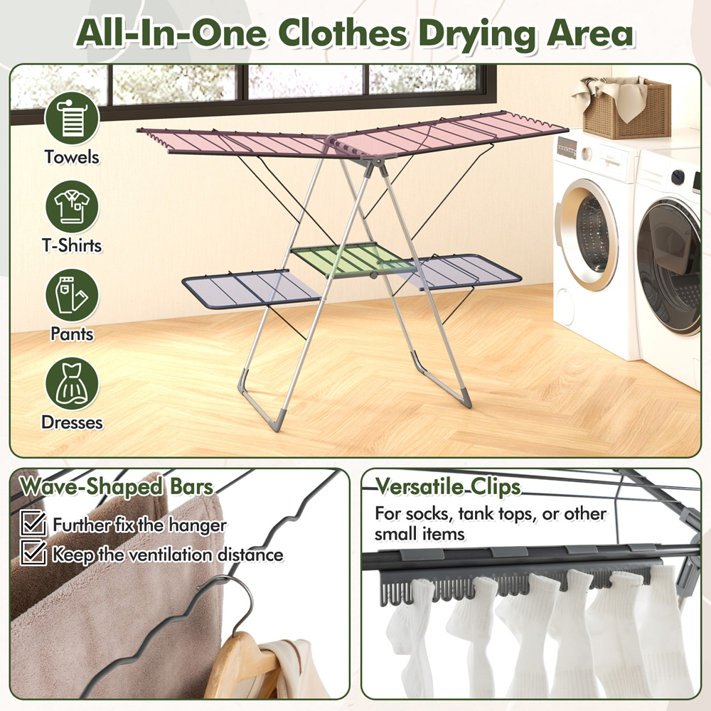 Costway 2 Tier Foldable Clothes Airer Image 8