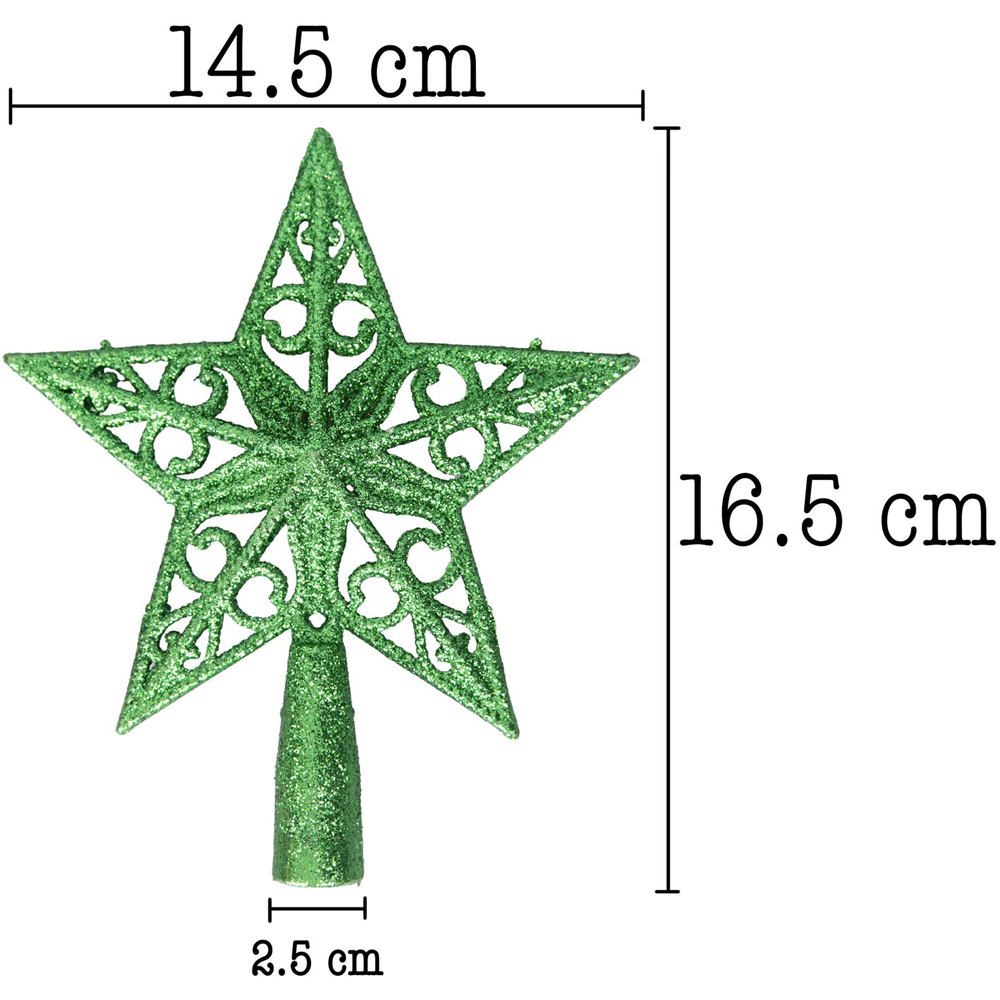 Shatchi Dark Green Glitter Star Tree Topper Image 5