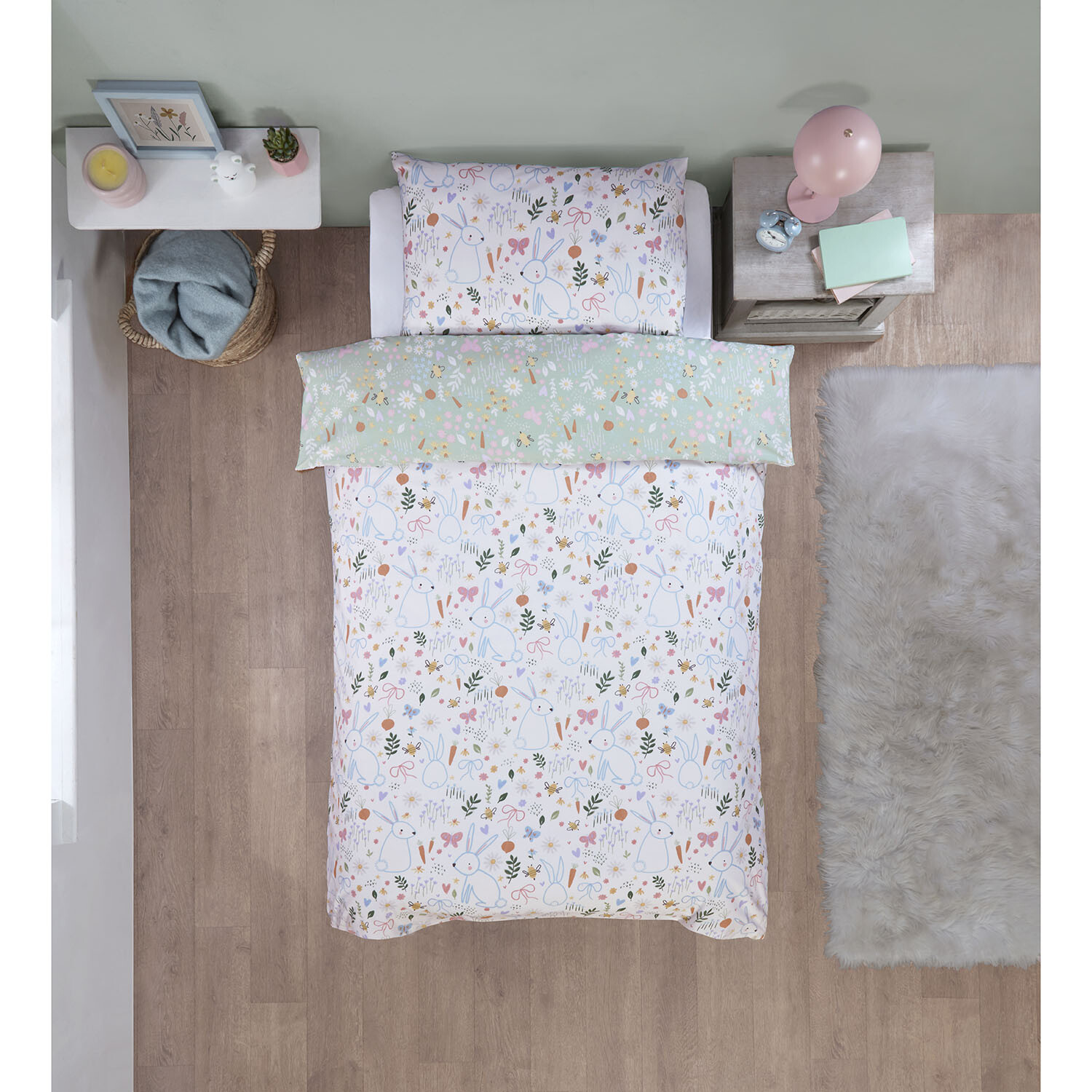 Easter Bunny Duvet Cover and Pillowcase - White Image 3