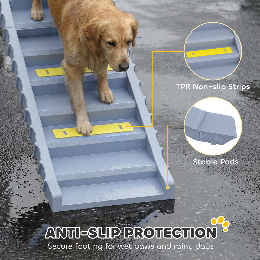 PawHut Grey Foldable Non-Slip Dog Car Ramp Image 6