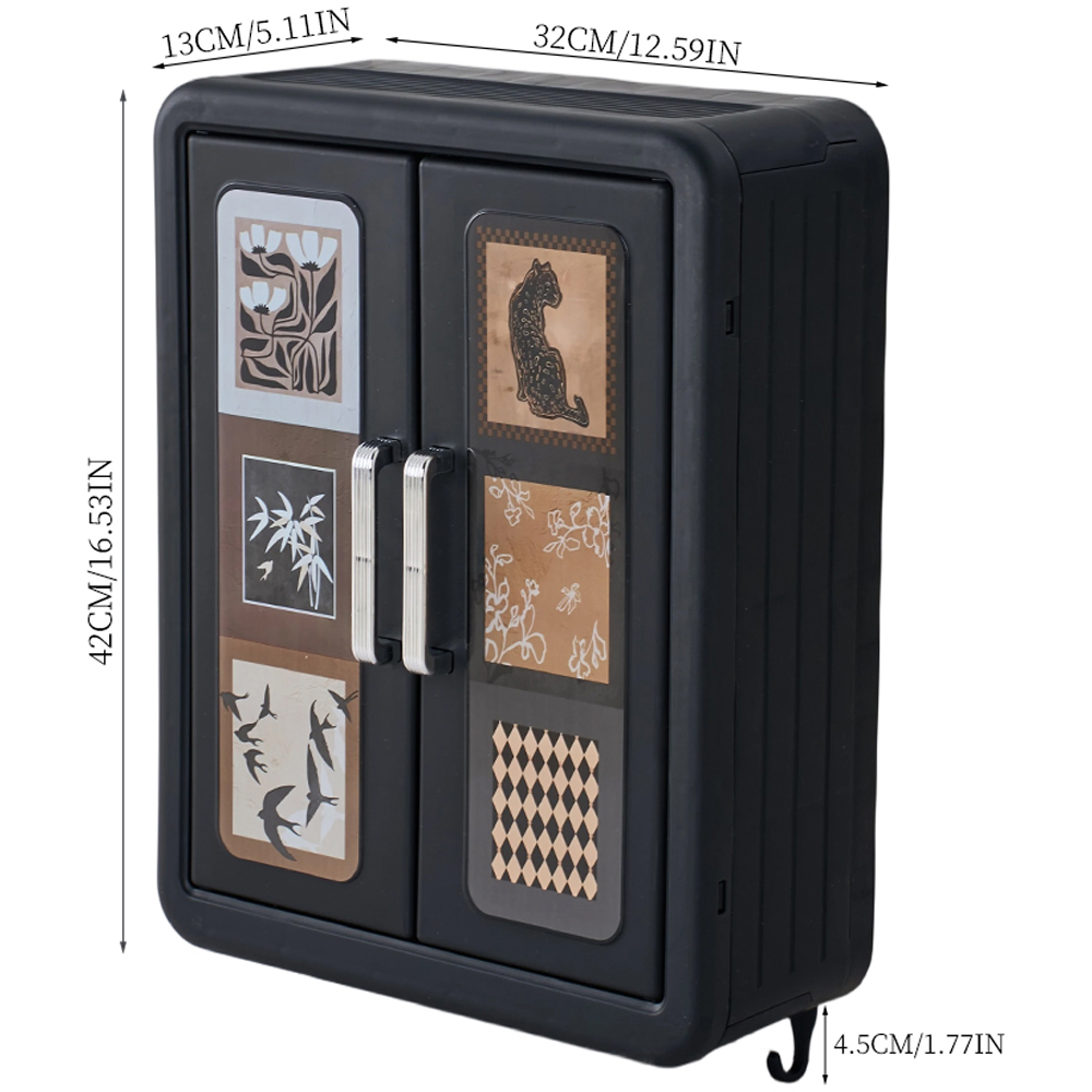 Living and Home Retro Black Wall Mounted Bathroom Cabinet Image 9