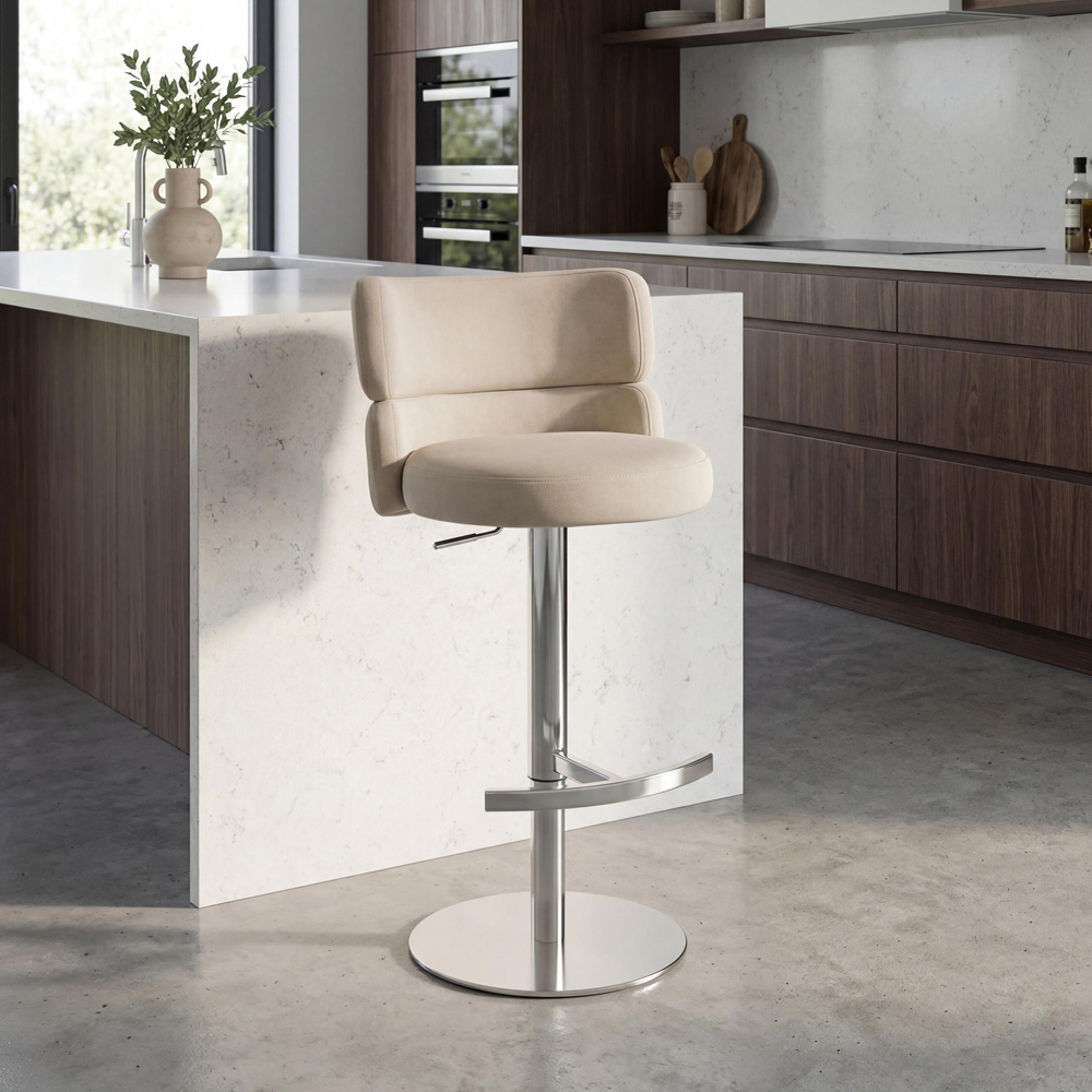 Portland Luna Cream Adjustable Swivel Bar Stool Image 9