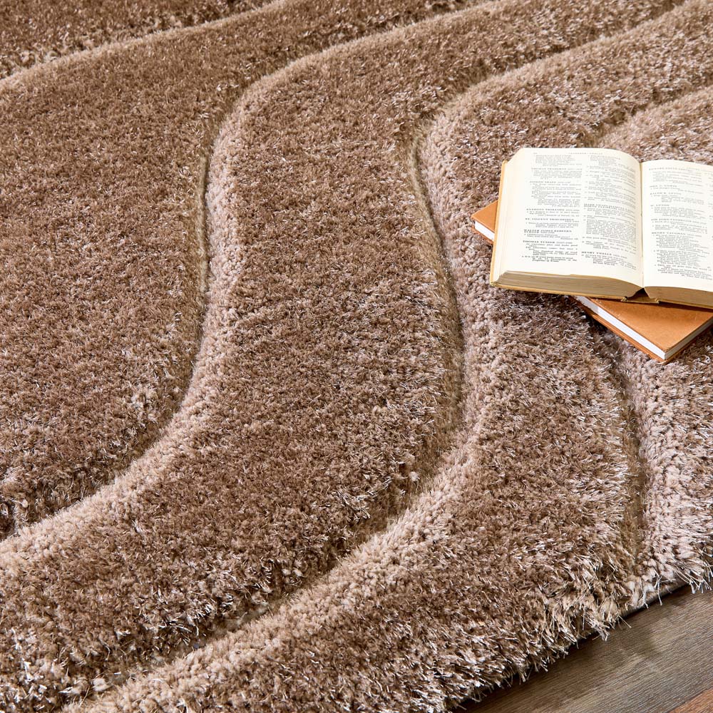 Origins Soft Carved Wave Beige and Cream Rug 80 x 150cm Image 2