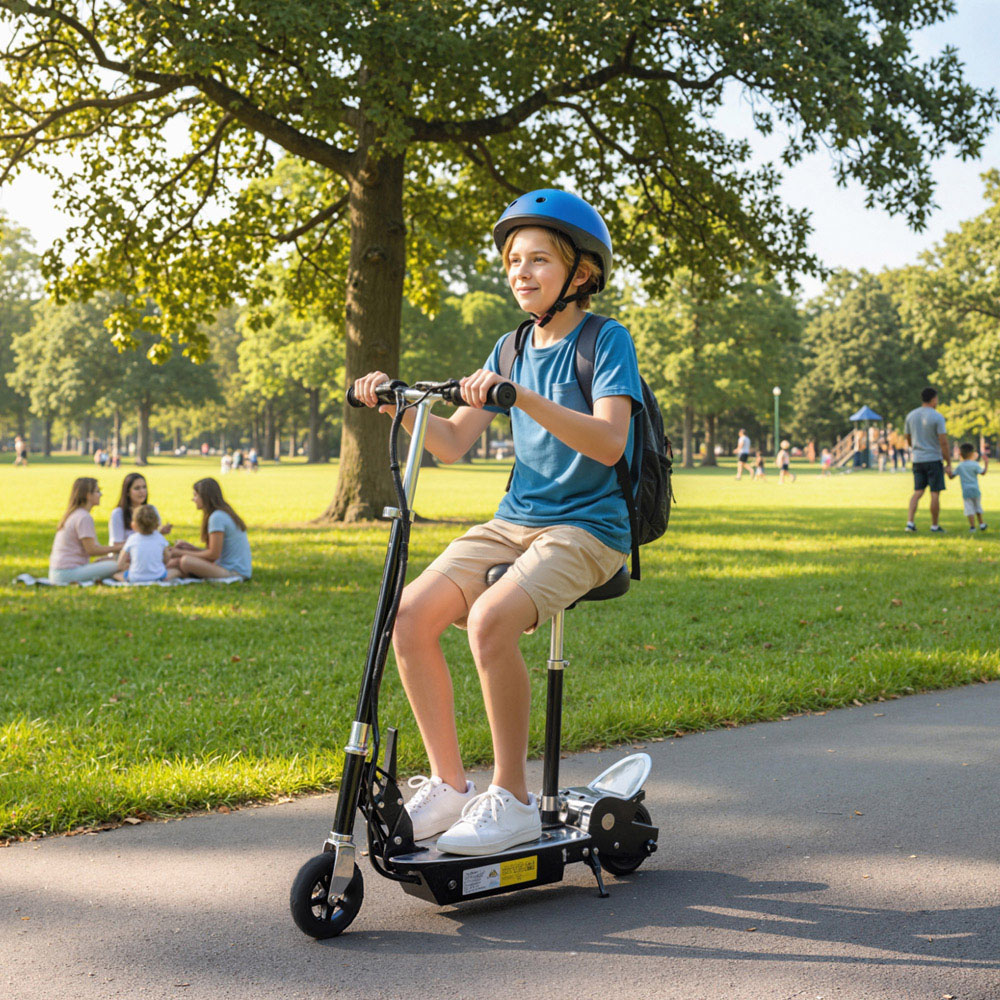 Tommy Toys Black Adjustable Seat and Brake Foldable Powered Kick Scooter Image 2