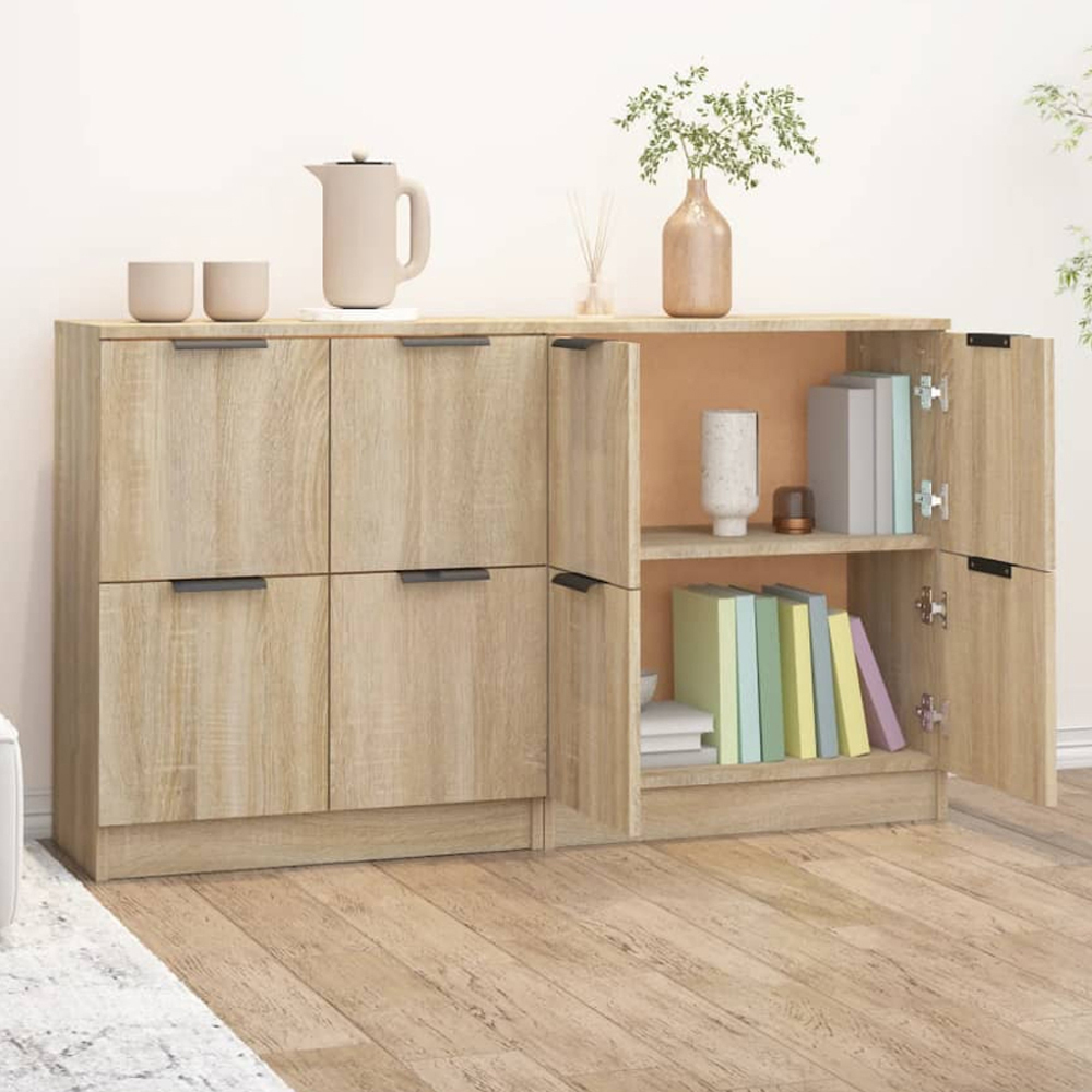 vidaXL 4 Door Sonoma Oak Sideboard Set of 2 Image 1