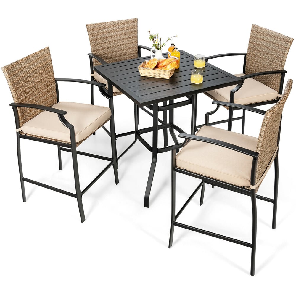Costway PE Rattan Bar Stool Set of 4 Image 4