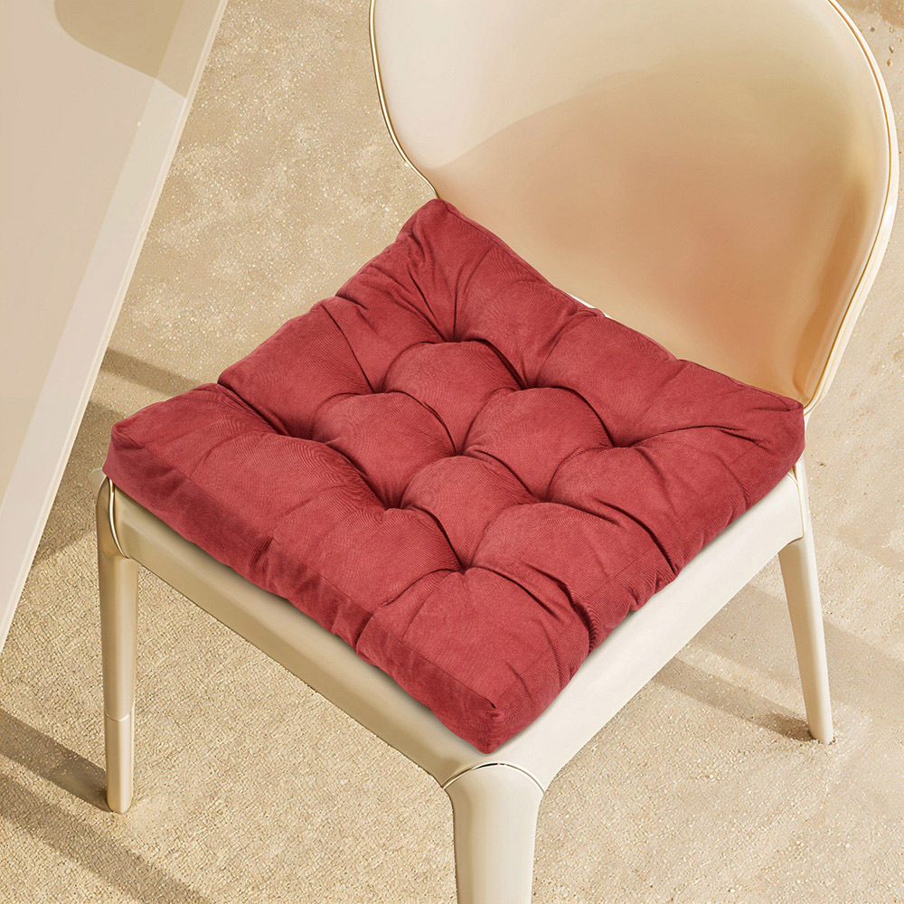 Living and Home Red Soft Corduroy Chair Cushion 55 x 55cm Image 7