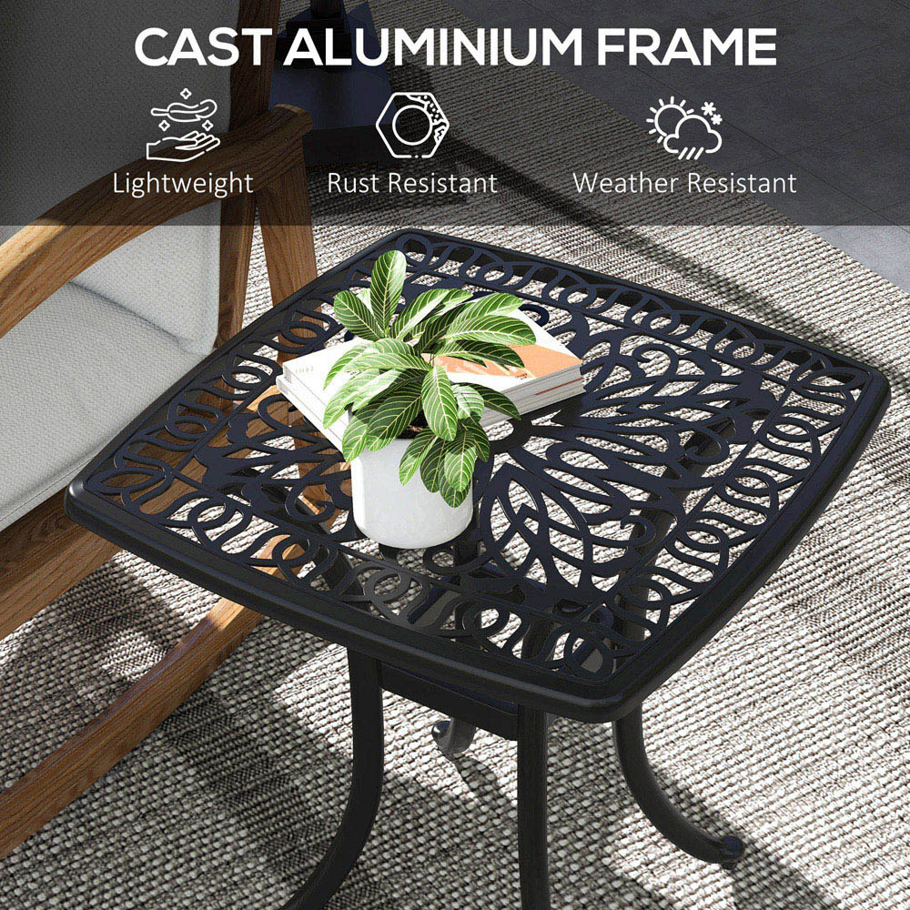Outsunny Cast Aluminium Bistro Table Black Image 5