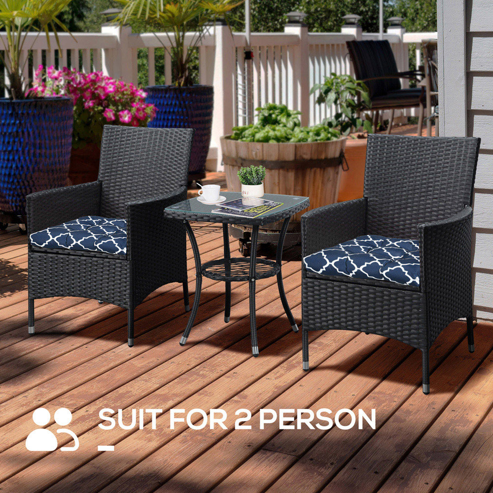 Outsunny Blue Outdoor Seat Cushion 48 x 50cm 2 Pack Image 5