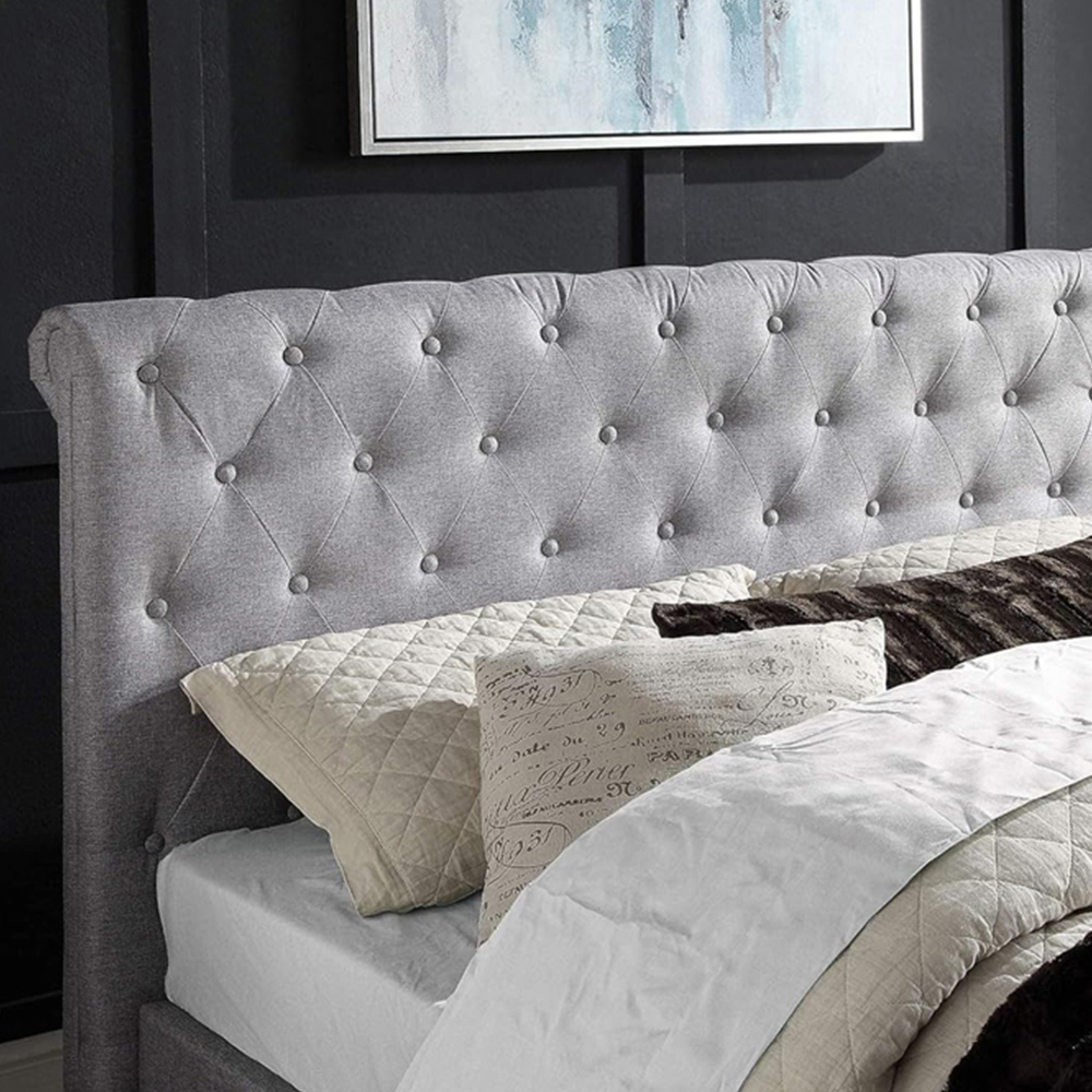 Home Treats Small Double Grey Sleigh Ottoman Bed with Mattress Image 3