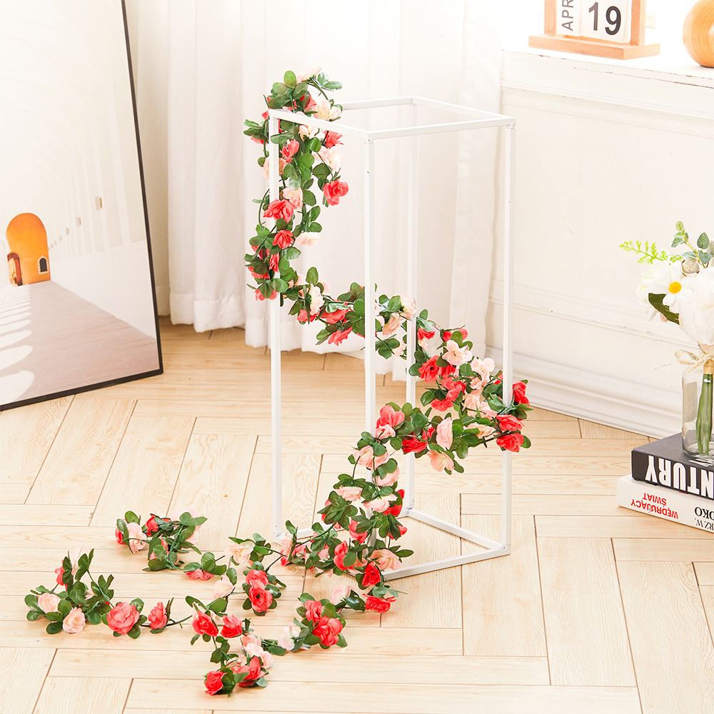 Living and Home Pink and Green Silk Peony Artificial Hanging Vine Garland 250cm Image 2