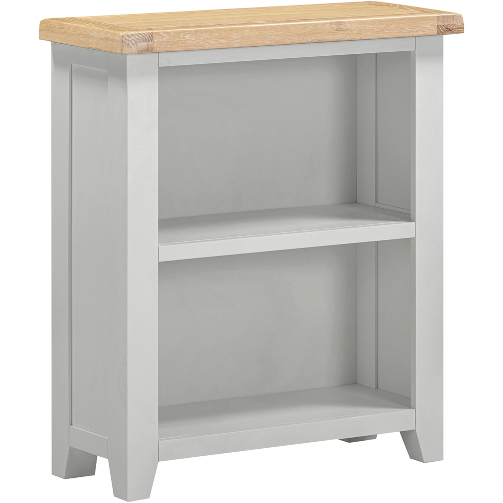 Seconique Windsor 2 Shelf Pebble Grey and Oak Low Bookcase Image 2