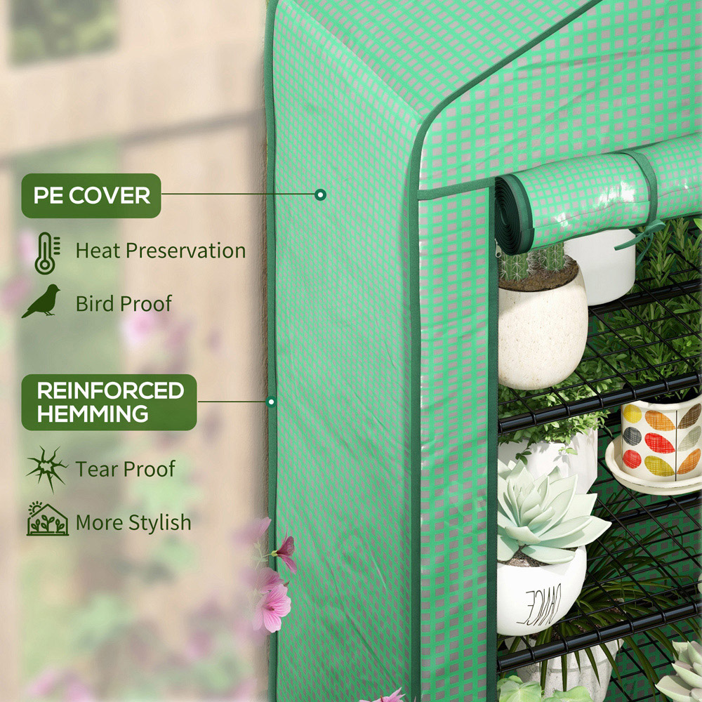 Outsunny Green 4 Shelf PE Cover 2.9 x 1.6ft Portable Mini Greenhouse Image 7