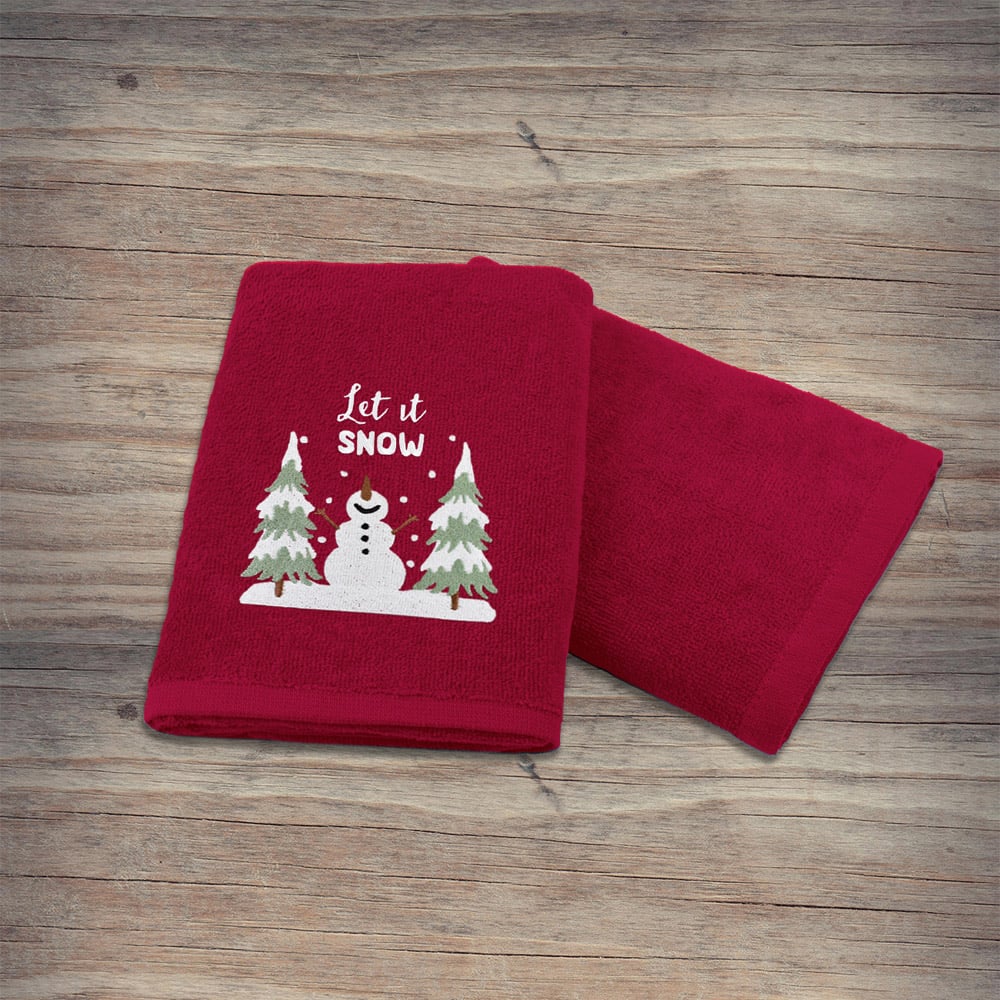 Noel Square Let It Snow Red Hand Towel 2 Pack Image 5