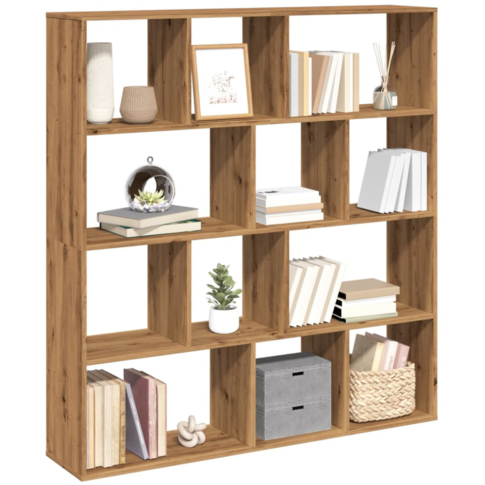 vidaXL 12 Shelf Artisanal Oak Bookcase Image 4