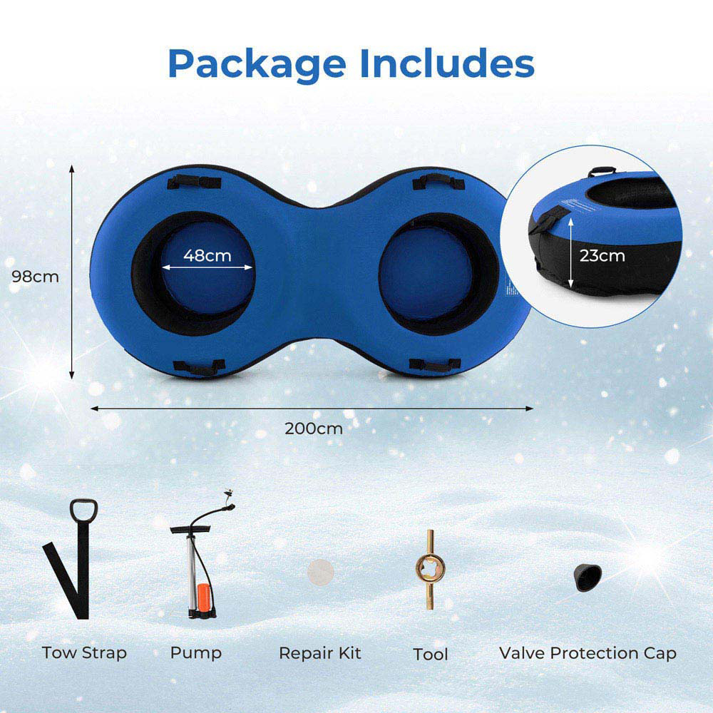 Costway 2 Person Blue Inflatable Snow Tube Image 9
