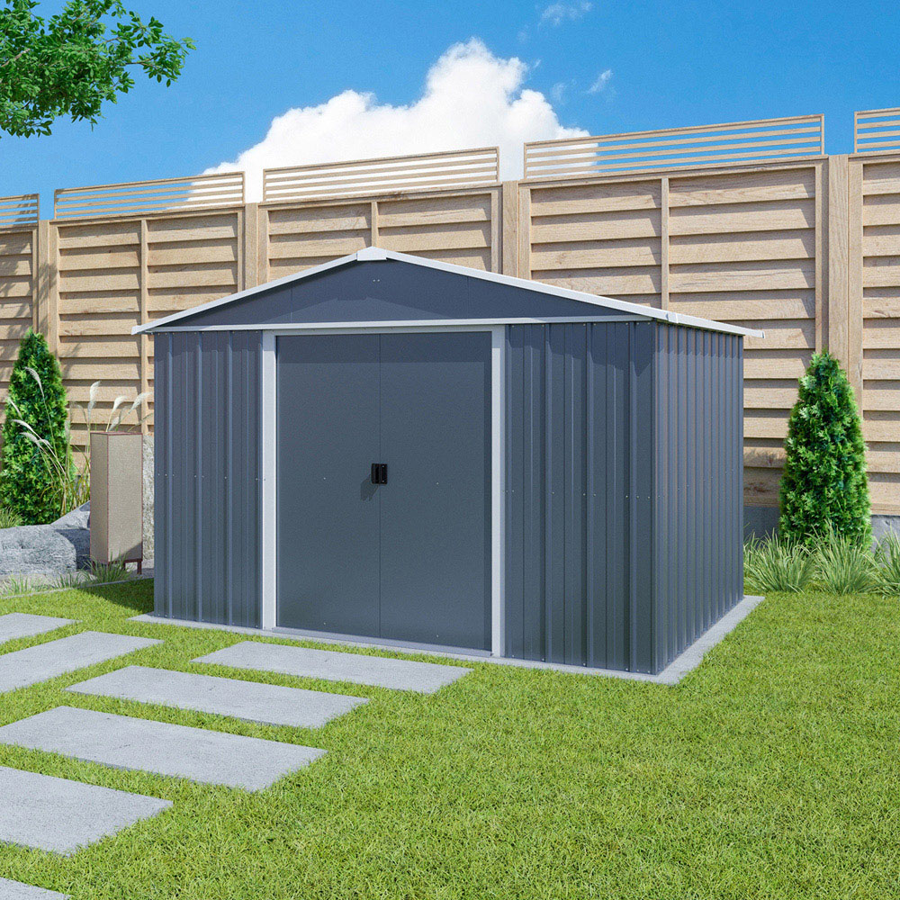 Yardmaster 10 x 8ft Castleton Anthracite Apex Metal Storage Shed Image 2