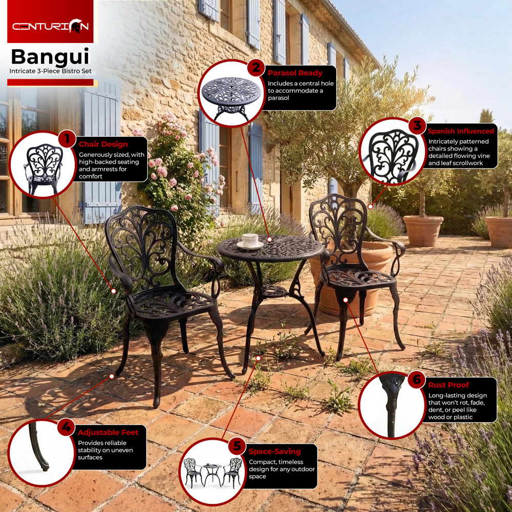 Centurion Supports Bangui 2 Seater Bistro Set Black Image 6