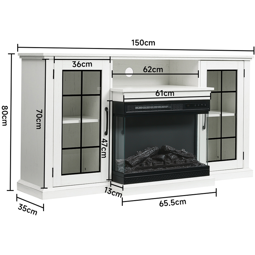 Living and Home 3 Side White TV Stand Surround Set Cabinet Electric Fireplace with Storage Shelf Image 9
