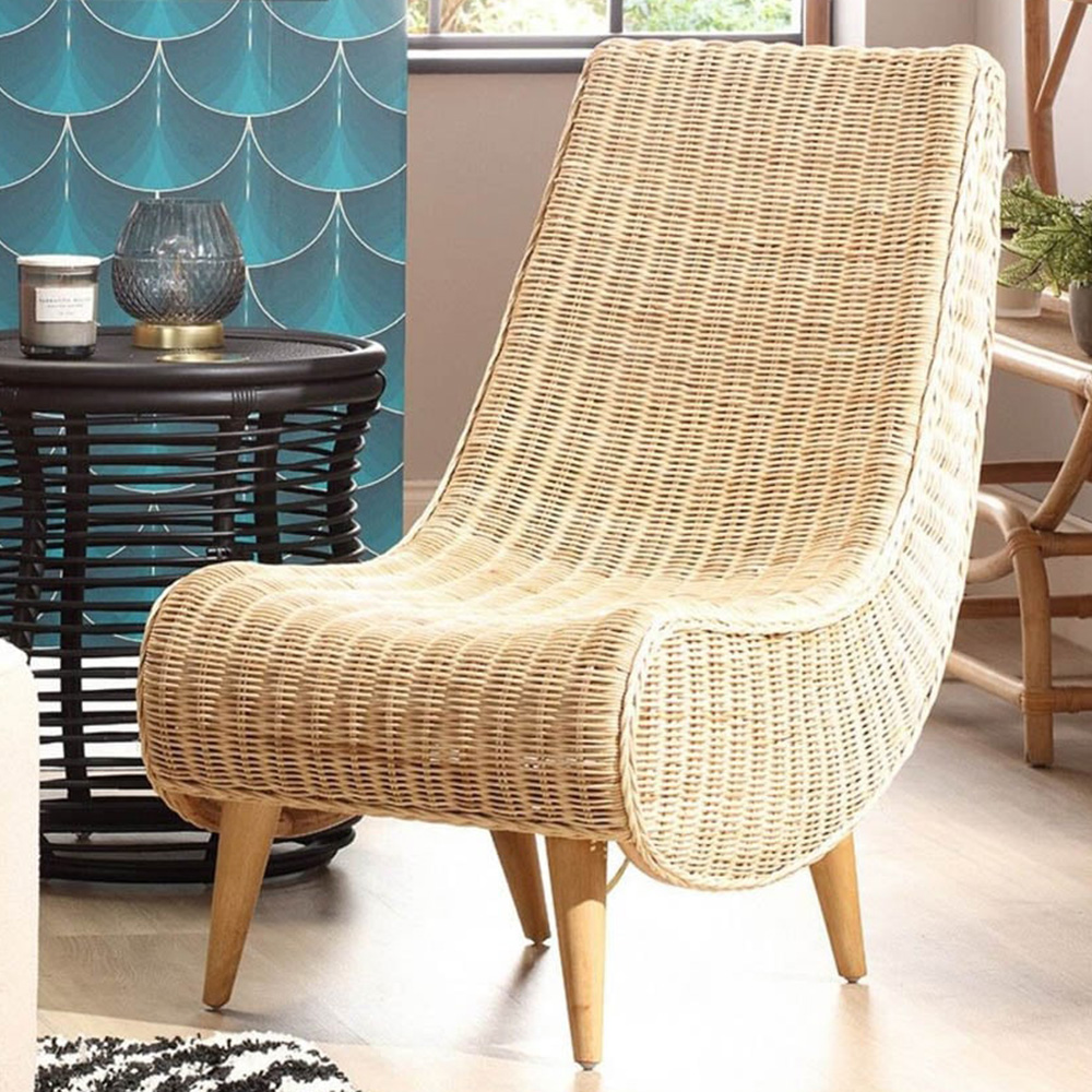 Desser Cream Wicker Teardrop Chair Image 1