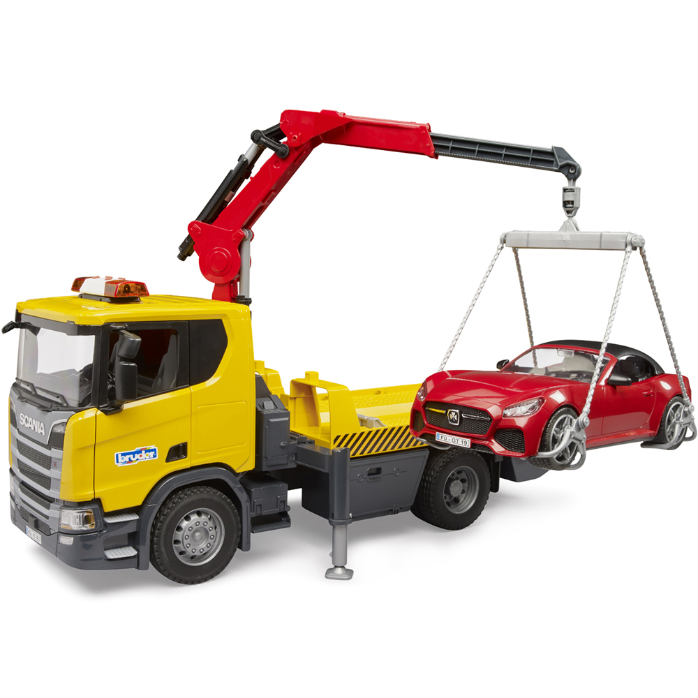Bruder Scania Super 560R Light and Sound Tow Truck with Roadster Car Image 7