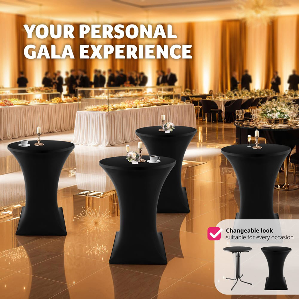 tectake Black Folding Bar Table Cover 90 x 110cm Image 4
