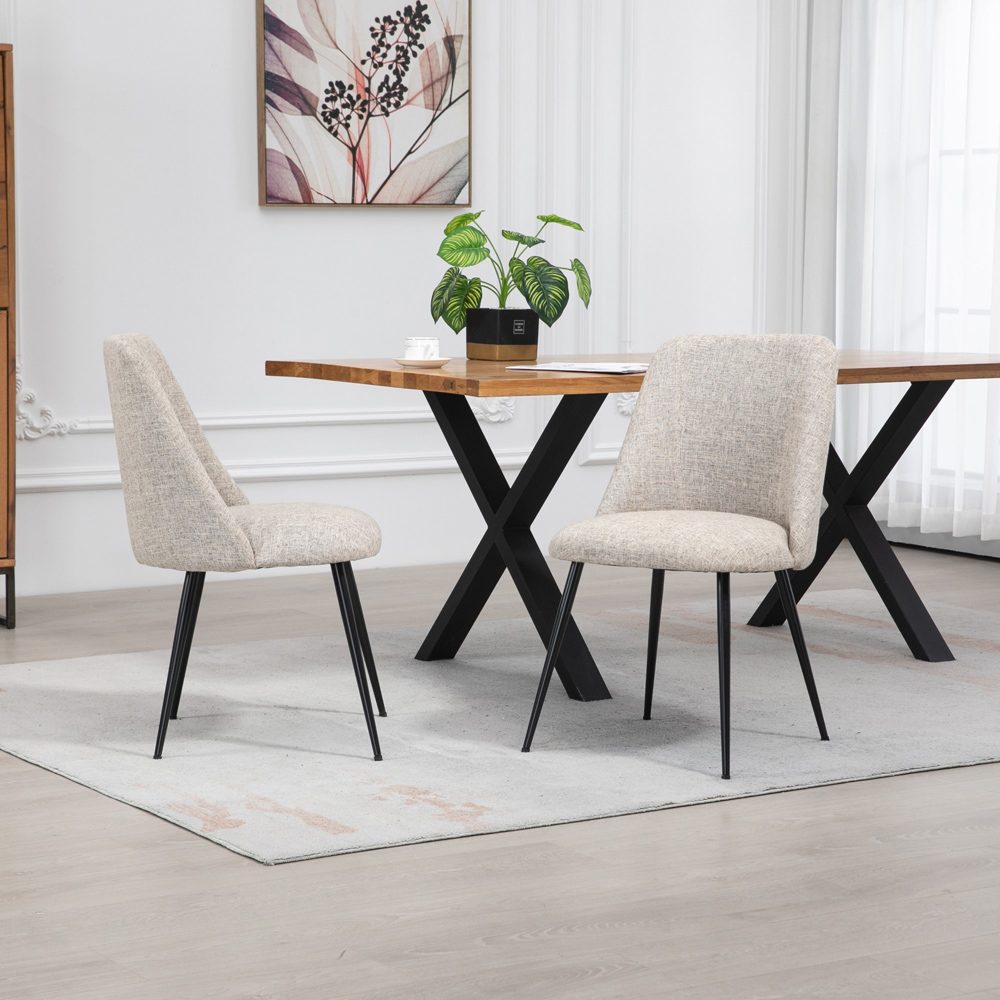 Artemis Home Morandi Set of 2 Brown Fabric Dining Chairs Image 3