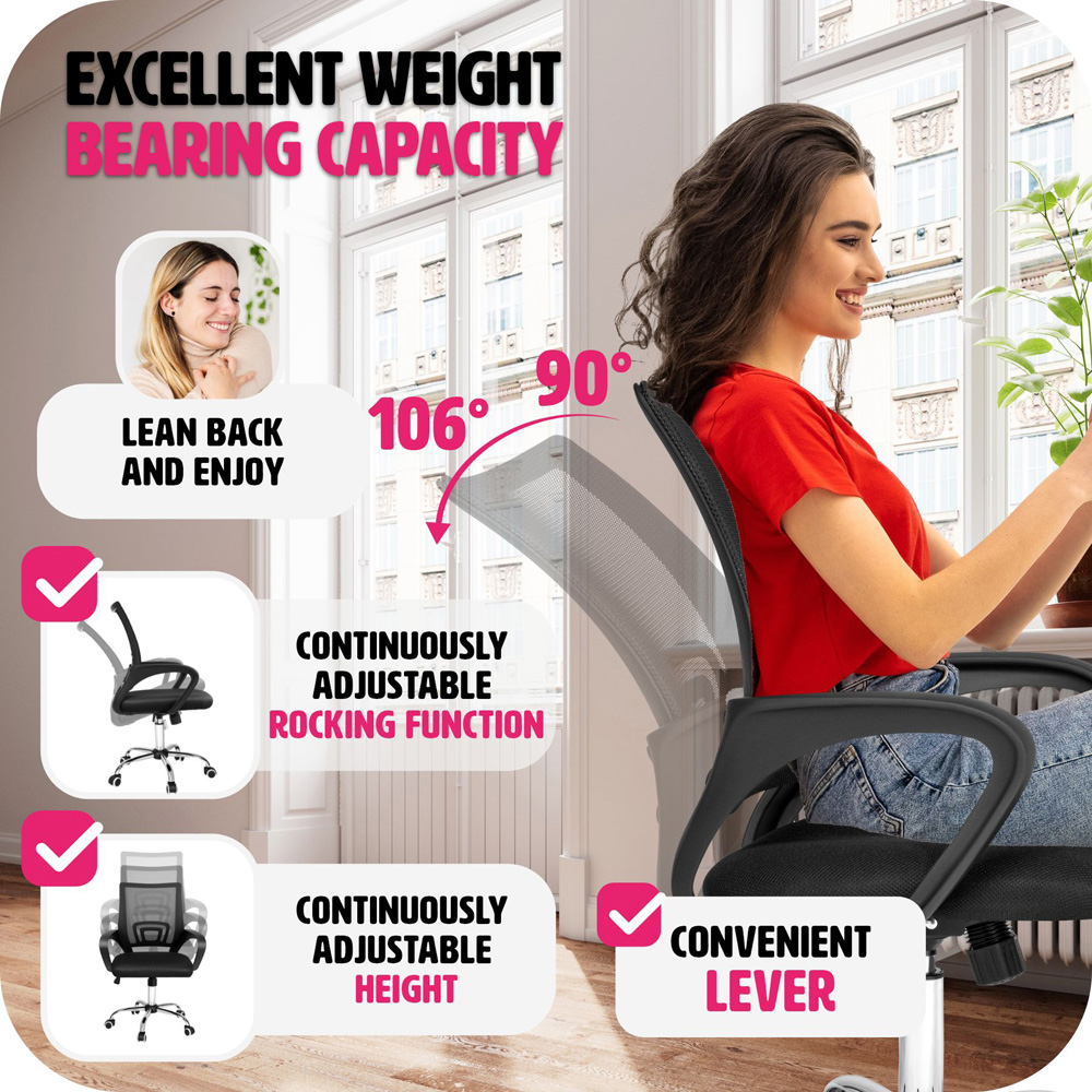 tectake Marius Black Padded Office Chair Image 5