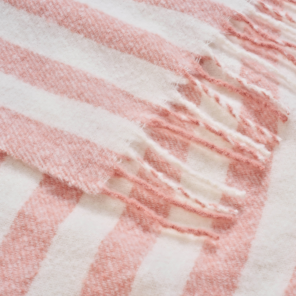Allure Bath Fashions Pink Faux Mohair Striped Herringbone Throw Blanket 130 x 170cm Image 4