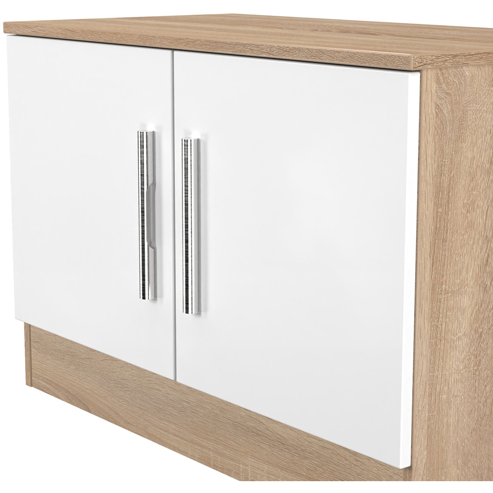Crowndale Contrast 2 Door White Matt and Bardolino Oak Compact Storage Unit Ready Assembled Image 5