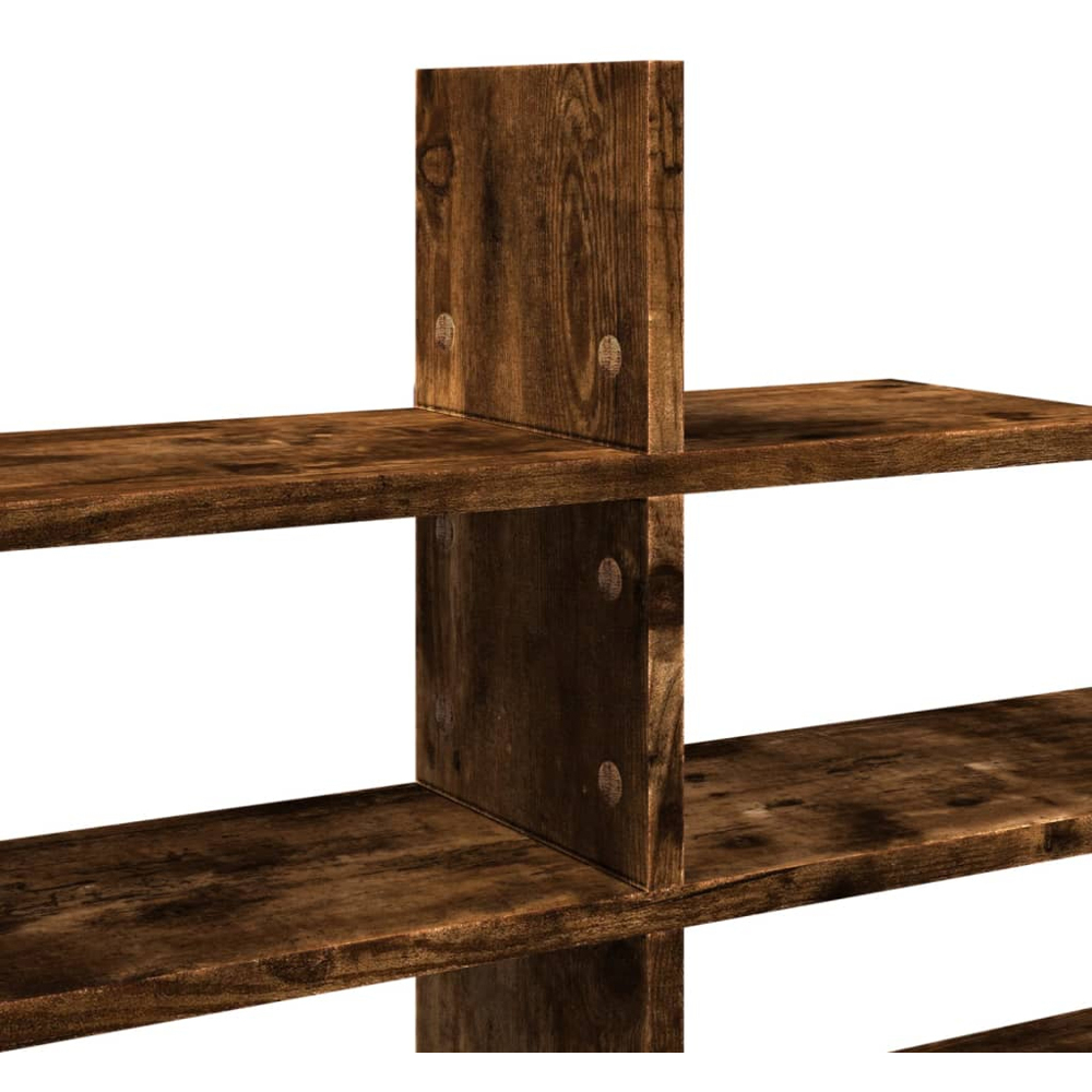 vidaXL 8 Shelf Smoked Oak Floating Wall Shelf Image 6