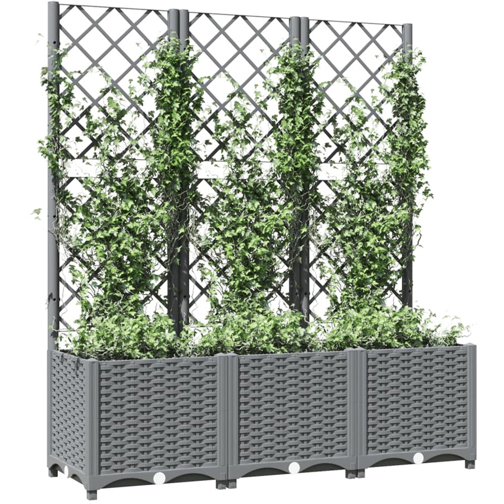 vidaXL Light Grey Polypropylene Garden Planter with Trellis 136 x 40 x 120cm Image 2