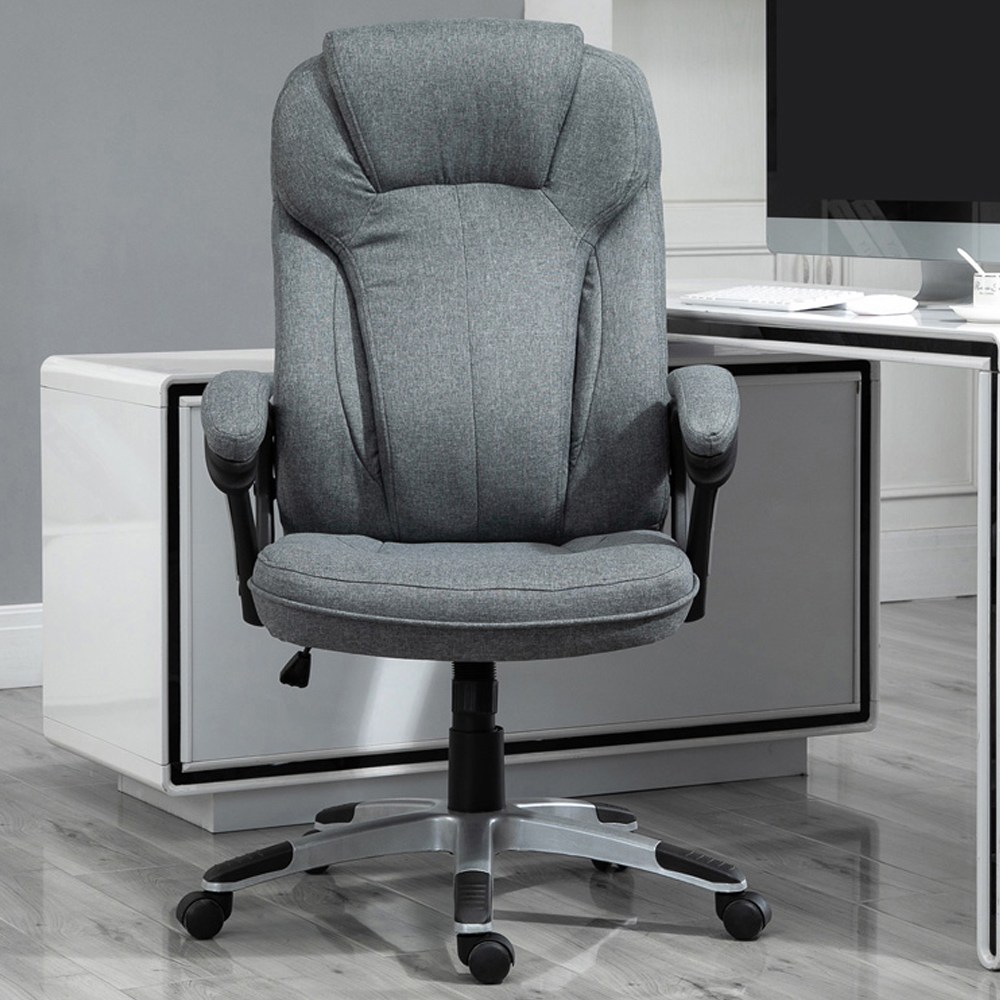 Portland Grey Linen Look Swivel Office Chair Image 1