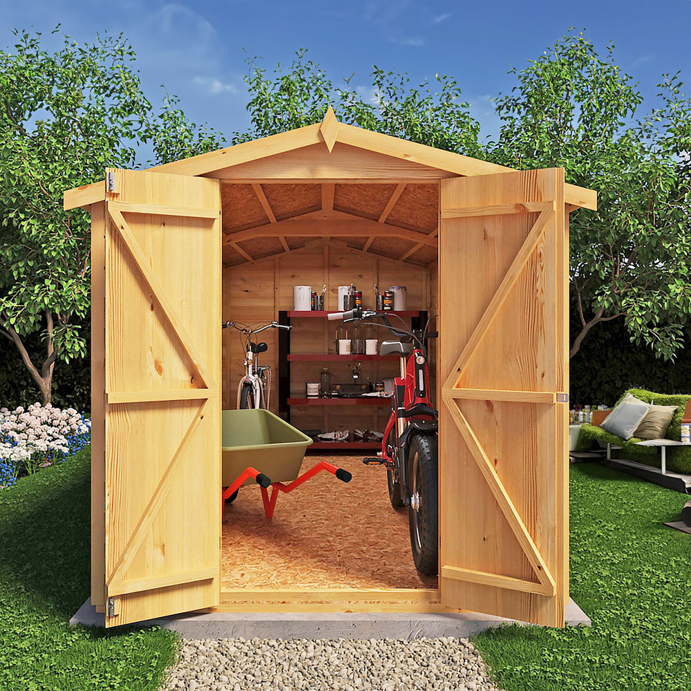 Shire 12 x 6ft Double Door Dip Treated Overlap Apex Shed Image 3